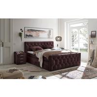 Boxspringbett Cashfield 8 ca. 180x200 cm Aubergine - Aubergine/Schwarz, MODERN, Holzwerkstoff/Kunststoff (180/200cm) - MID.YOU
