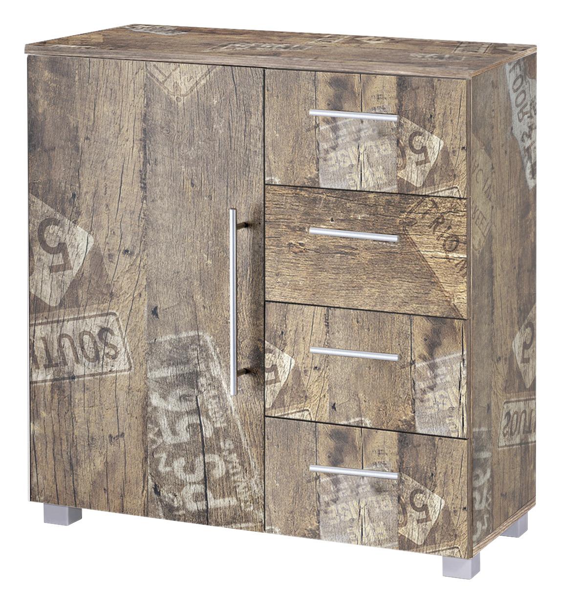 Kommode "Danu" , eiche - Eichefarben/Silberfarben, Basics, Holzwerkstoff/Kunststoff (81,5/83/35cm) - MID.YOU