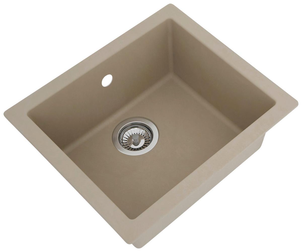Einbauspüle Ohio ca. 50x19x44 cm Beige - Beige, Trend, Glas/Kunststoff (50/19/44cm) - Respekta
