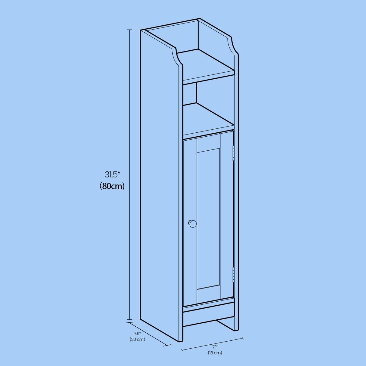 Midischrank ca. 18x80x20 cm Weiß - Silberfarben/Schwarz, Trend, Holzwerkstoff/Metall (18/80/20cm) - MID.YOU