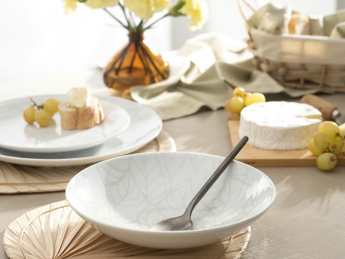 Jedilni Servis Home Blätter, 12-Delni - bela/večbarvno, Basics, keramika - Creatable