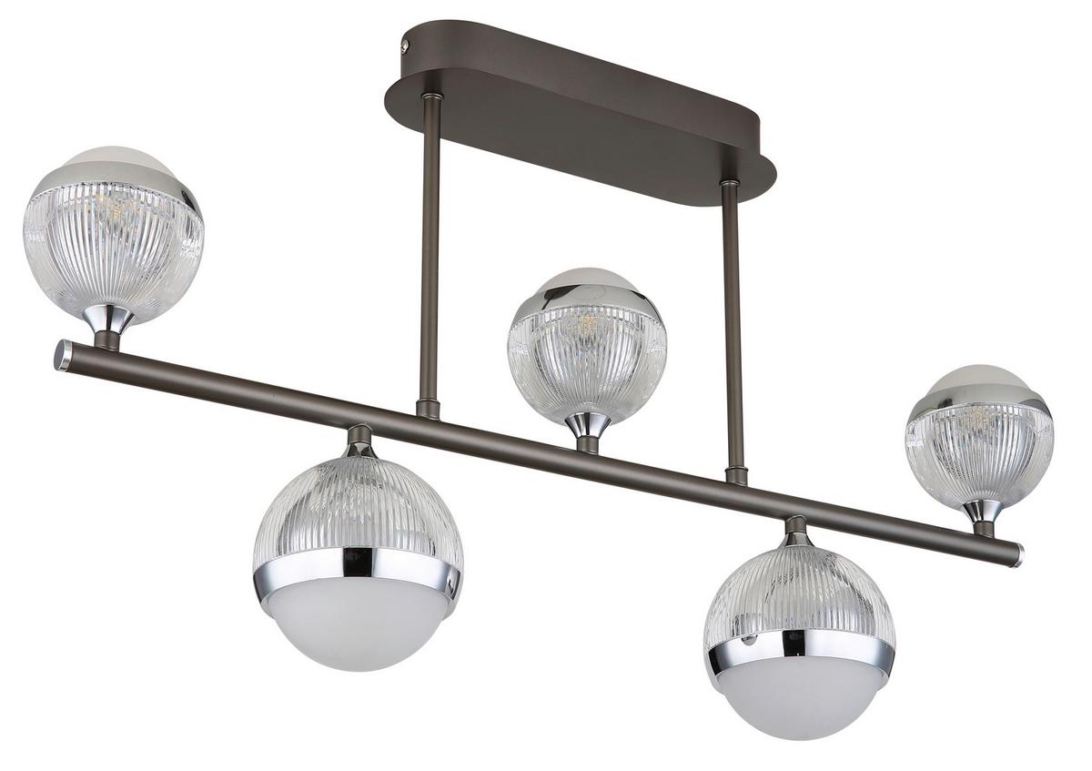 LED-Deckenleuchte Untsy Chrom/Titan max. 35 Watt - Klar/Chromfarben, KONVENTIONELL, Kunststoff/Metall (65/11/37cm) - Globo