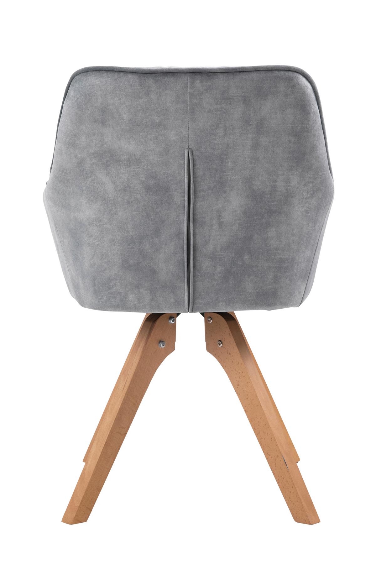 Naslanjač Samt, Siva, Vrtljiv - siva/barve hrasta, Moderno, tekstil/les (59/85/61cm) - Livetastic