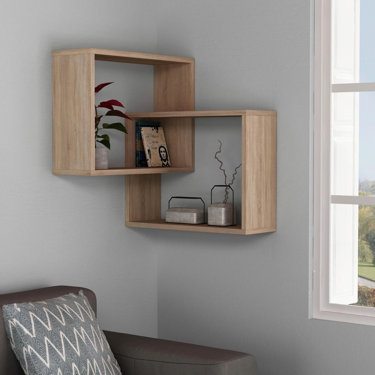 Eckregal RING Eichefarben ca. 60x68x20 cm - Eichefarben, Design, Holzwerkstoff (60/68/20cm) - Livetastic