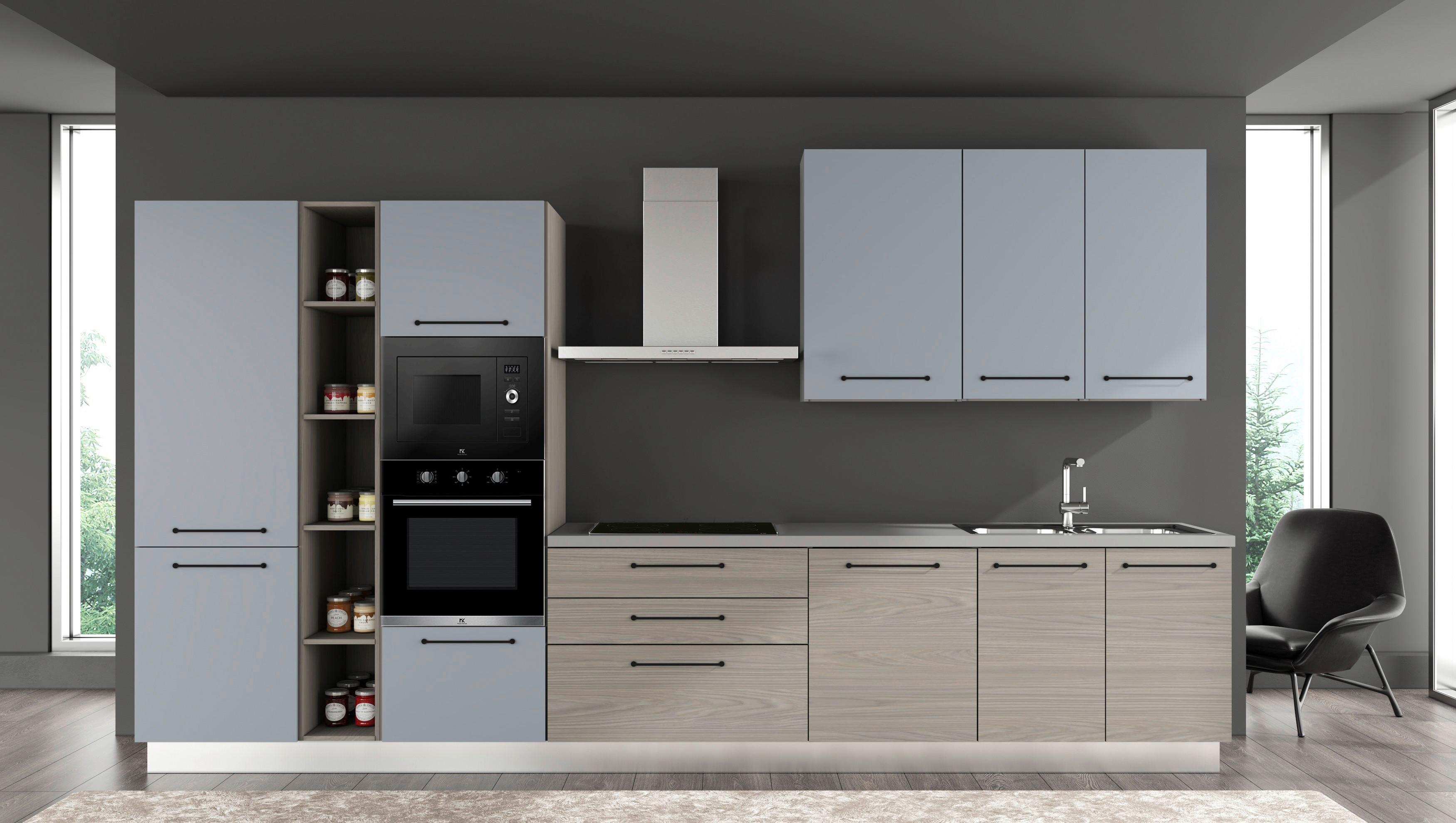 Kuhinjski Blok Line, Z Aparati, 390 Cm - siva/sivomodra, Moderno, kovina/leseni material (390/60/216/240cm) - Mömax