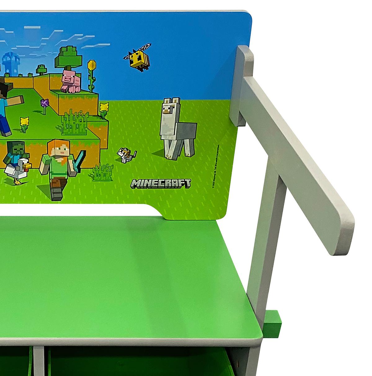 Kindersitzbank Minecraft ca. 66x60x35 cm Grau/Grün/Blau - Multicolor, MODERN, Holzwerkstoff/Textil (65,4/60/35cm) - Minecraft