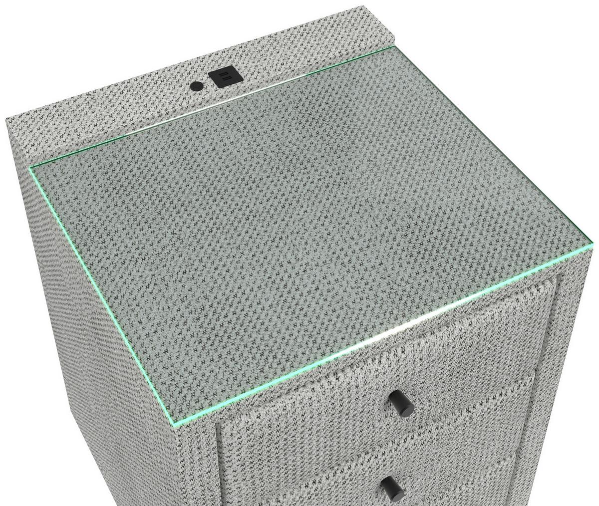 Noćni Ormarić Brisbane I - sivo-bijela, Trend, staklo/drvni materijal (49,5/56,5/46cm) - Premium Living
