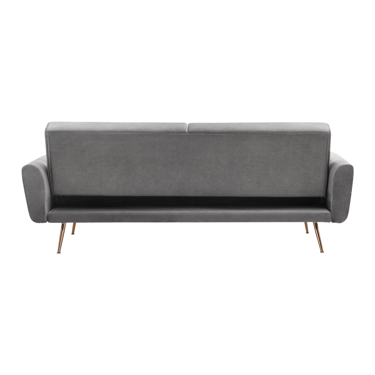 Schlafsofa Guilia Grau Samt - Grau/Kupferfarben, MODERN, Holz/Textil (211/85/83cm) - Bessagi Home