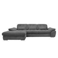 Ecksofa Rigatti mit Bettkasten ca. 184x314 cm Graubraun - Chromfarben/Graubraun, MODERN, Textil/Metall (184/314cm) - Livetastic