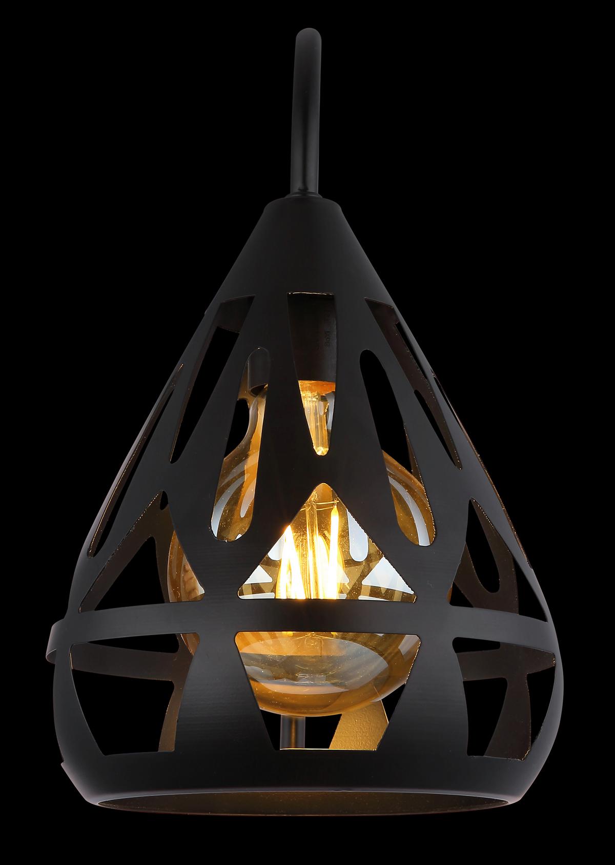 Wandleuchte Hassan Schwarz max. 40 Watt - Schwarz, KONVENTIONELL, Kunststoff/Metall (17/25/29cm) - Globo