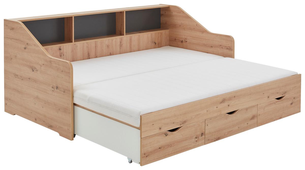 Ausziehbett Star Eiche Artisan ca. 90x200cm - Buchefarben/Eiche Artisan, KONVENTIONELL, Holz/Holzwerkstoff (90-180/200cm) - Based