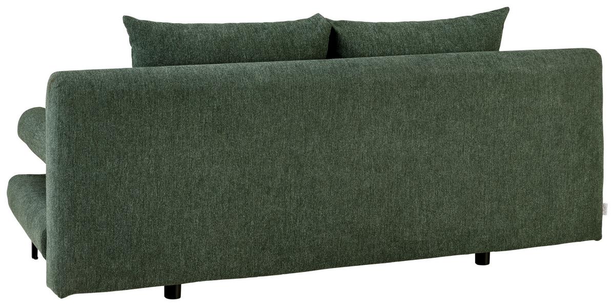 Schlafsofa in Dunkelgrün mit Bettfunktion - Dunkelgrün/Schwarz, MODERN, Textil (191/42-76/86cm) - Based