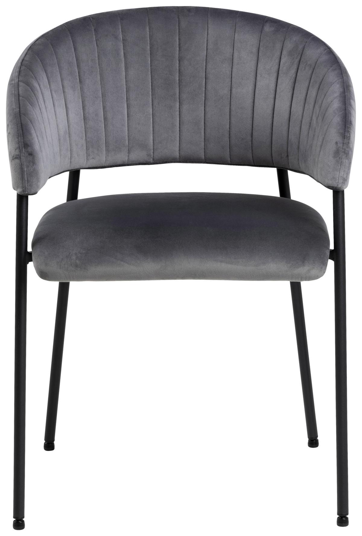 KRZESŁO Z PODŁOKIETNIKAMI ANN - ciemnoszary/czarny, Trend, metal/tkanina (54,5/77,5/54cm)