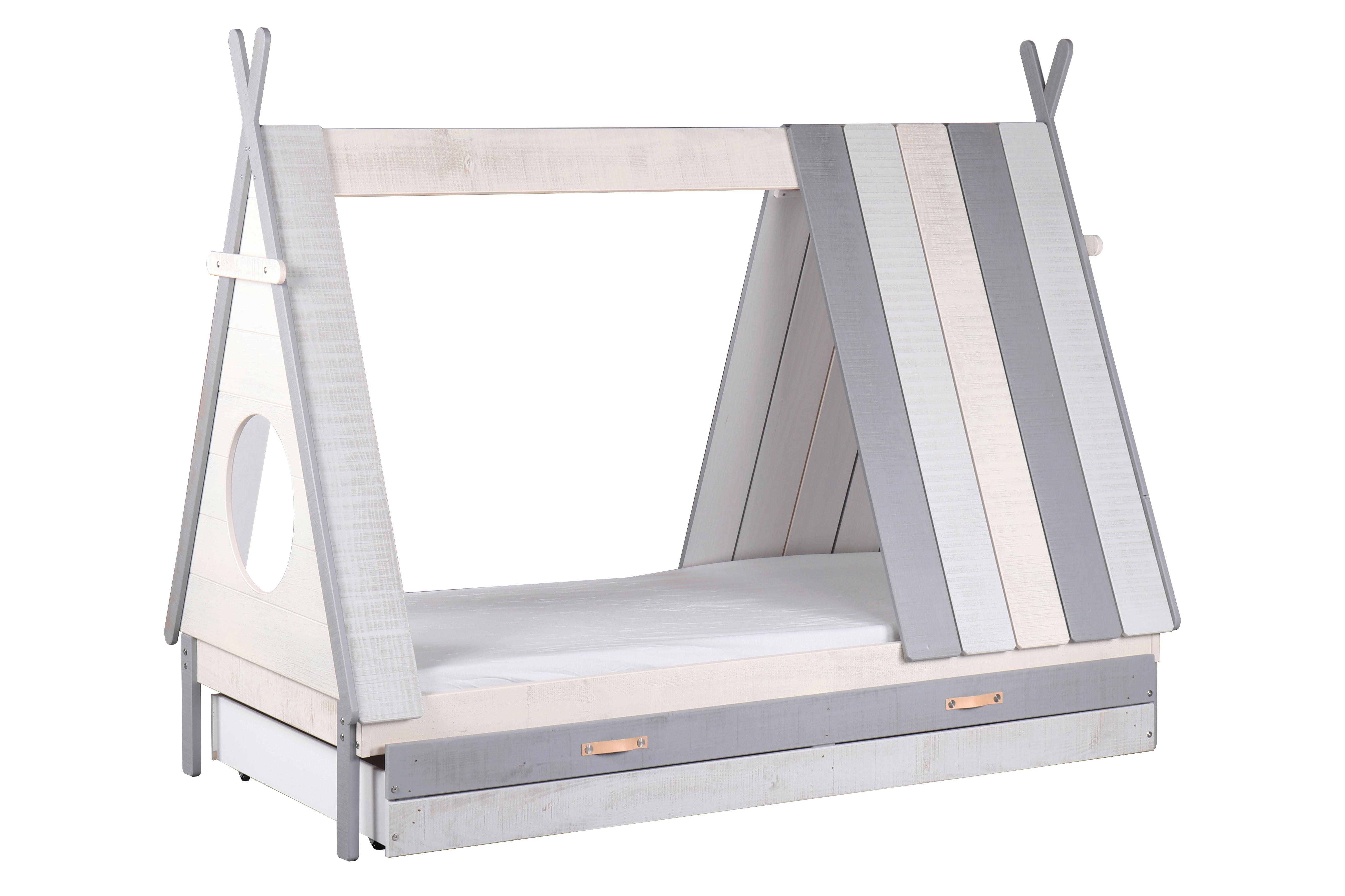 Hausbett ca. 90x200 cm Grau/Weiß - Weiß/Grau, Design, Holz/Holzwerkstoff (90/200cm) - Livetastic