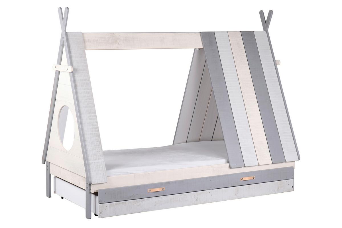 Hausbett ca. 90x200 cm Grau/Weiß - Weiß/Grau, Design, Holz/Holzwerkstoff (90/200cm) - Livetastic