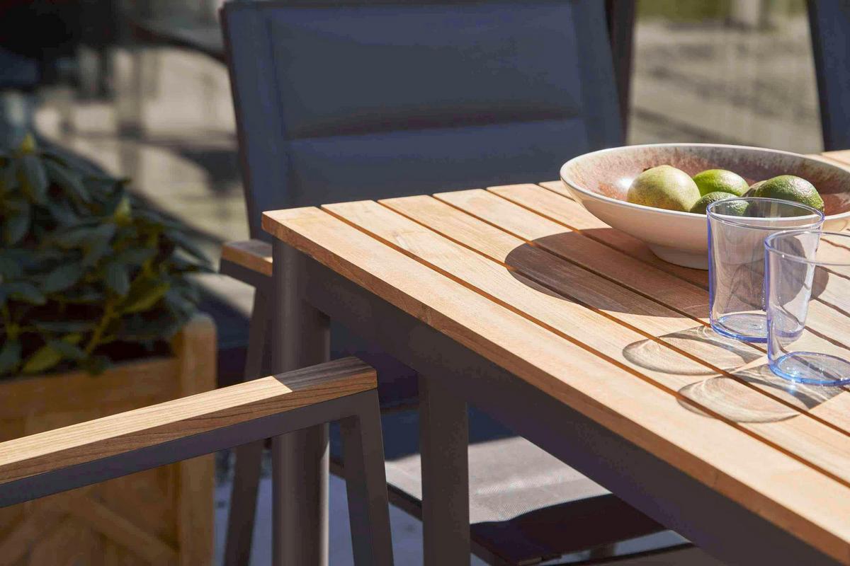 Gartentisch Mood Teakholz/Anthrazit - Anthrazit/Teakfarben, KONVENTIONELL, Holz/Metall (167,5/100/74cm) - Gardenson