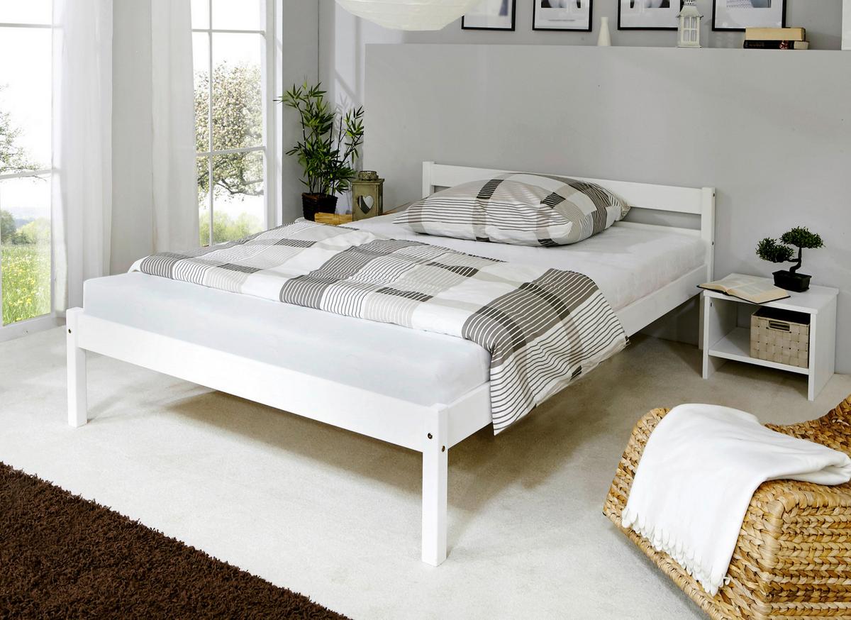 Bett "Nadine", aus Kiefer, weiß - Weiß, KONVENTIONELL, Holz (140/200cm) - MID.YOU