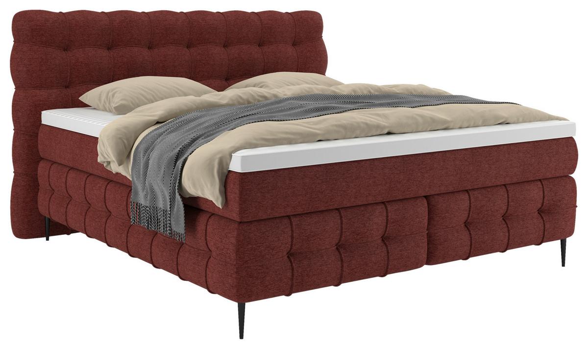 PAT BOXSPRING SCARLETT - roșu închis, Konventionell, lemn/textil (160/200cm)