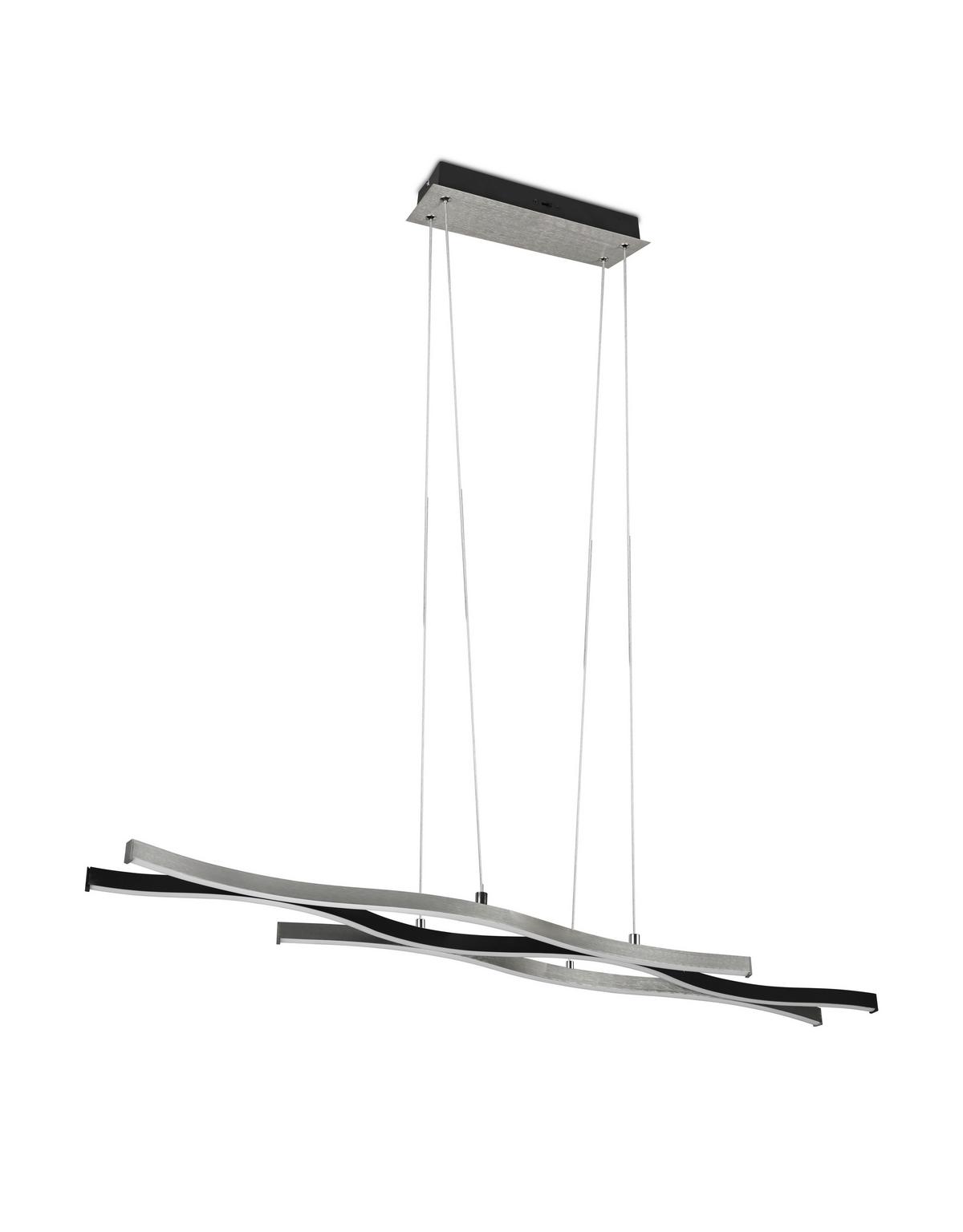 LED-Pendelleuchte Blaze Schwarz/Alufarben max. 35 Watt - Schwarz/Alufarben, Design, Metall (107,5/150/15,5cm) - Trio Leuchten