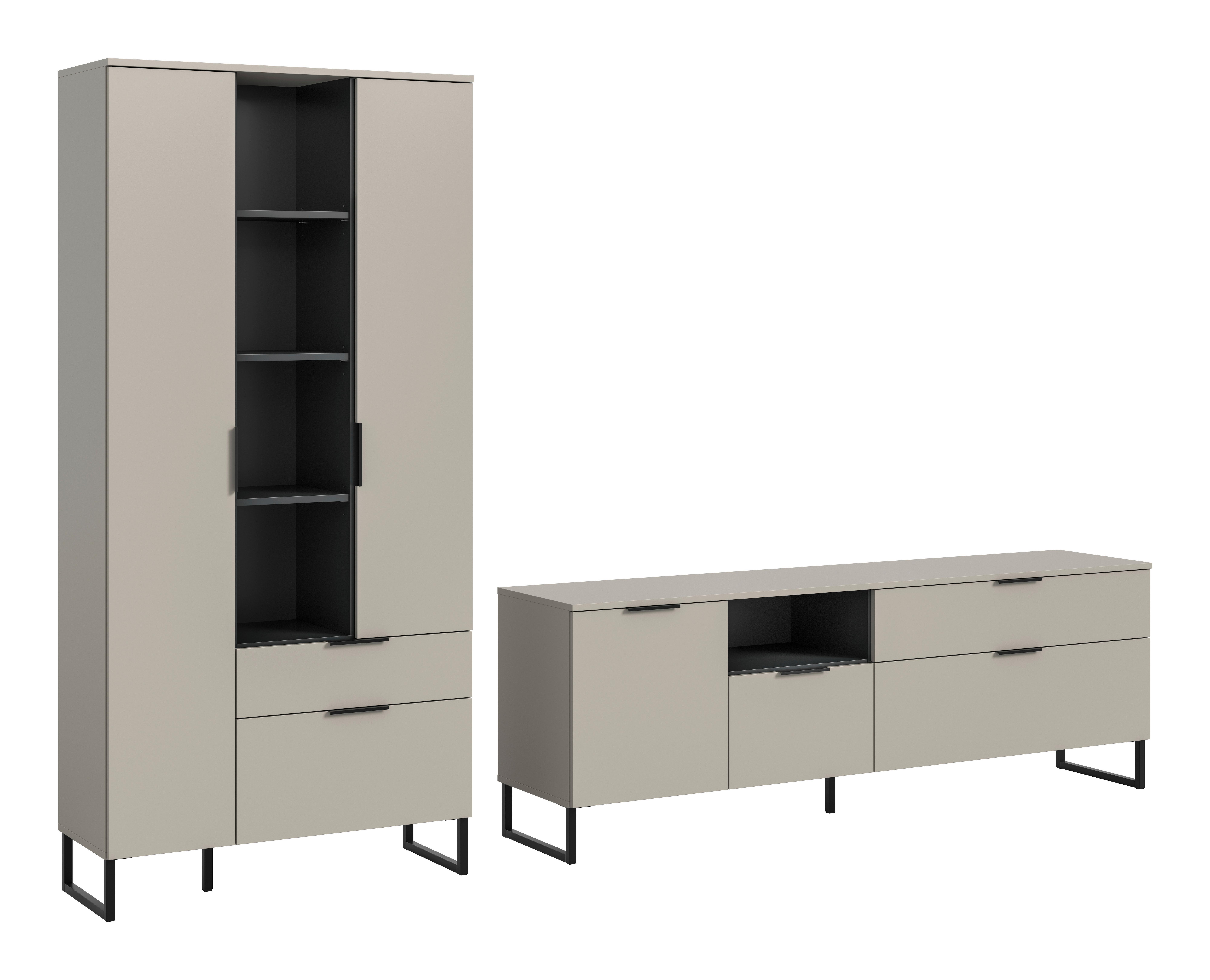 Dnevni Regal Noida, Kašmir, Črna, 2-Delni - kašmir/črna, Design, kovina/leseni material (290/192/41cm) - Livetastic