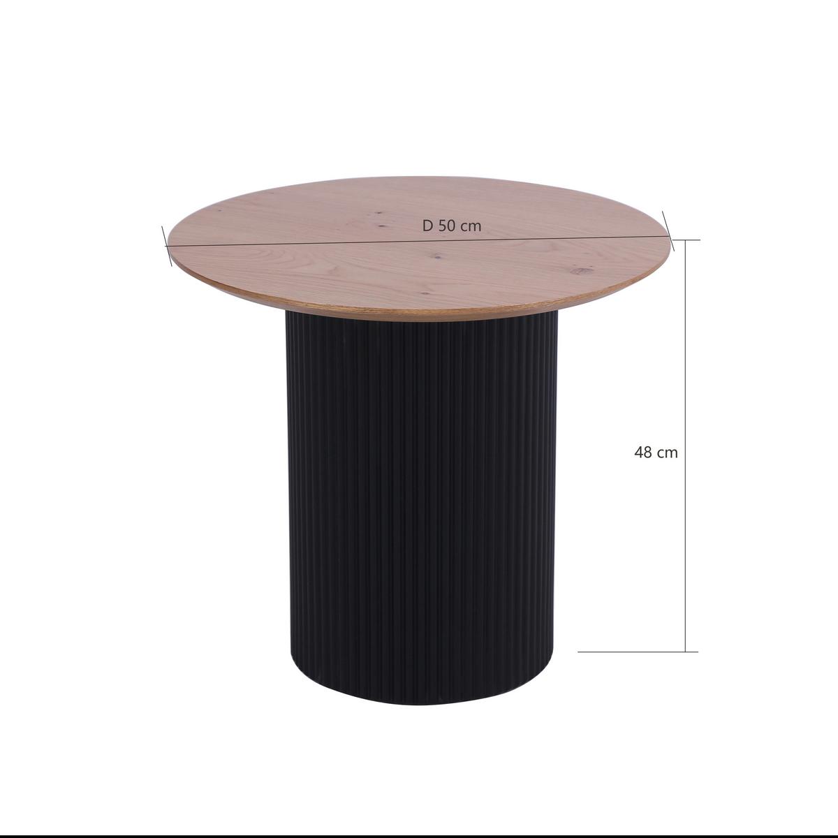 STOLIK KAWOWY GROOVE WOOD -EXKLUSIV- - kolor dębowy/czarny, Design, materiał drewnopochodny/drewno (50/50/48cm) - Stylife
