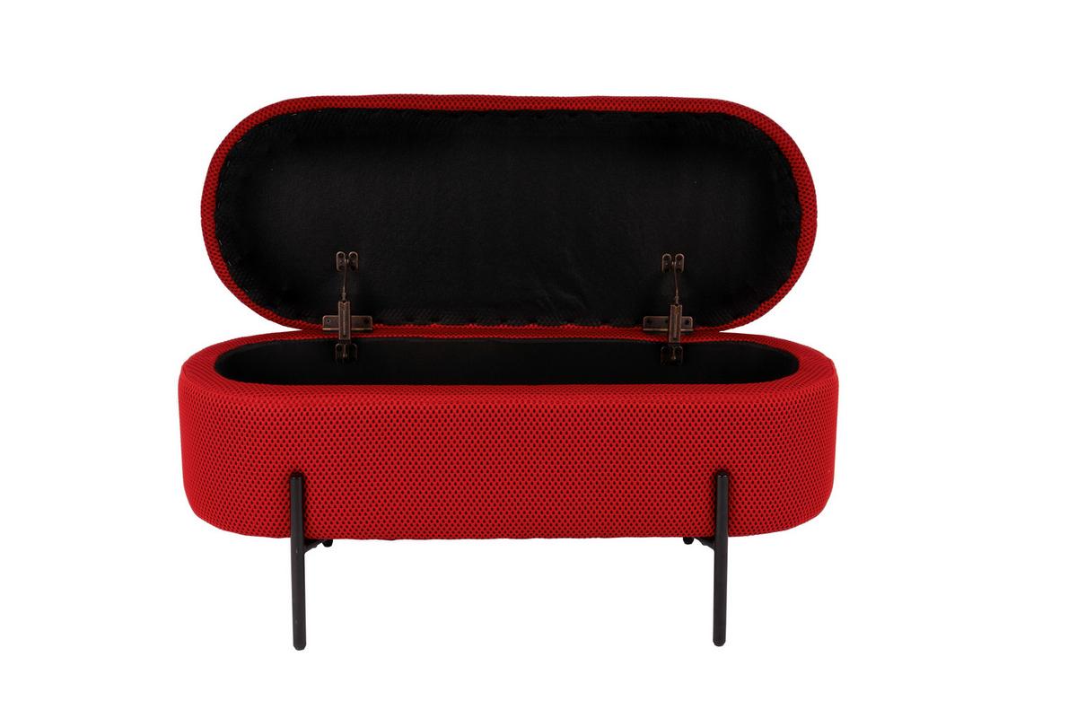 Hockerbank B412827-5 Carla - Rot/Schwarz, Design, Textil/Metall (95/43/36cm) - Globo