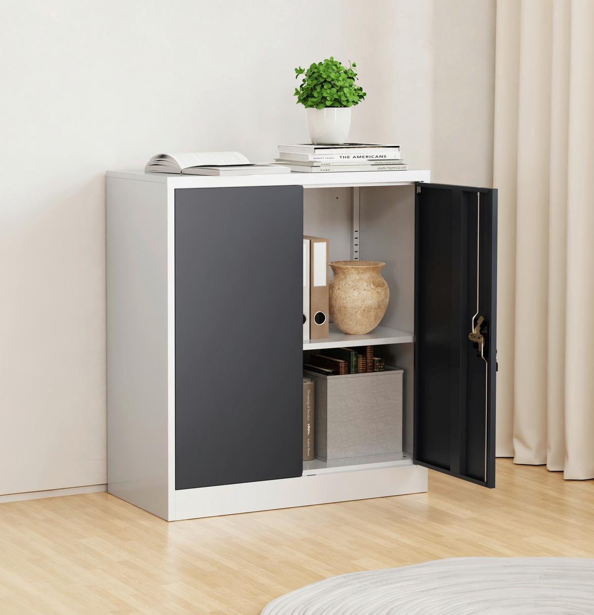 Aktenschrank Malivo - Weiss/Anthrazit, Konventionell, Metall (80/90/40cm) - MID.YOU