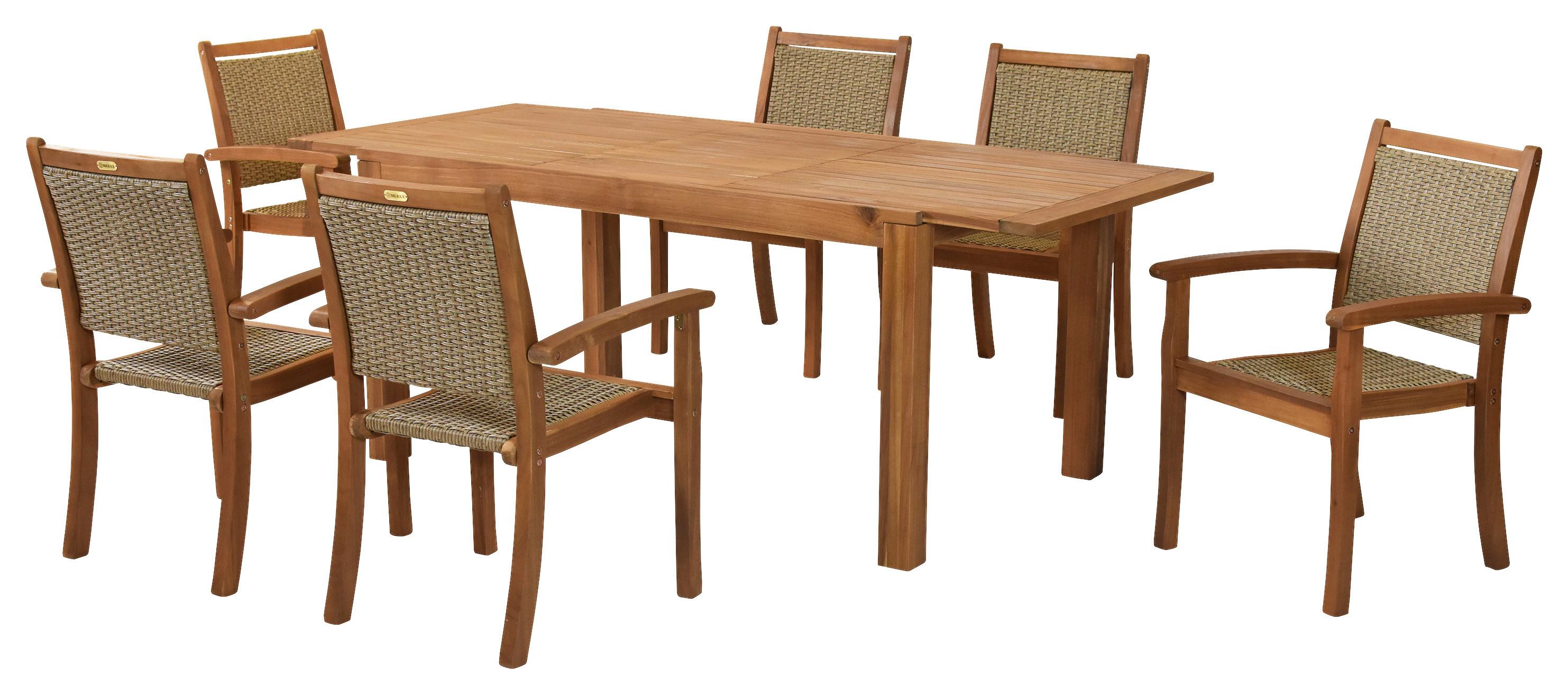 Vrtni Set Castilla, Akacija, 7-Delni - naravne barve, Moderno, umetna masa/les - Gardenson