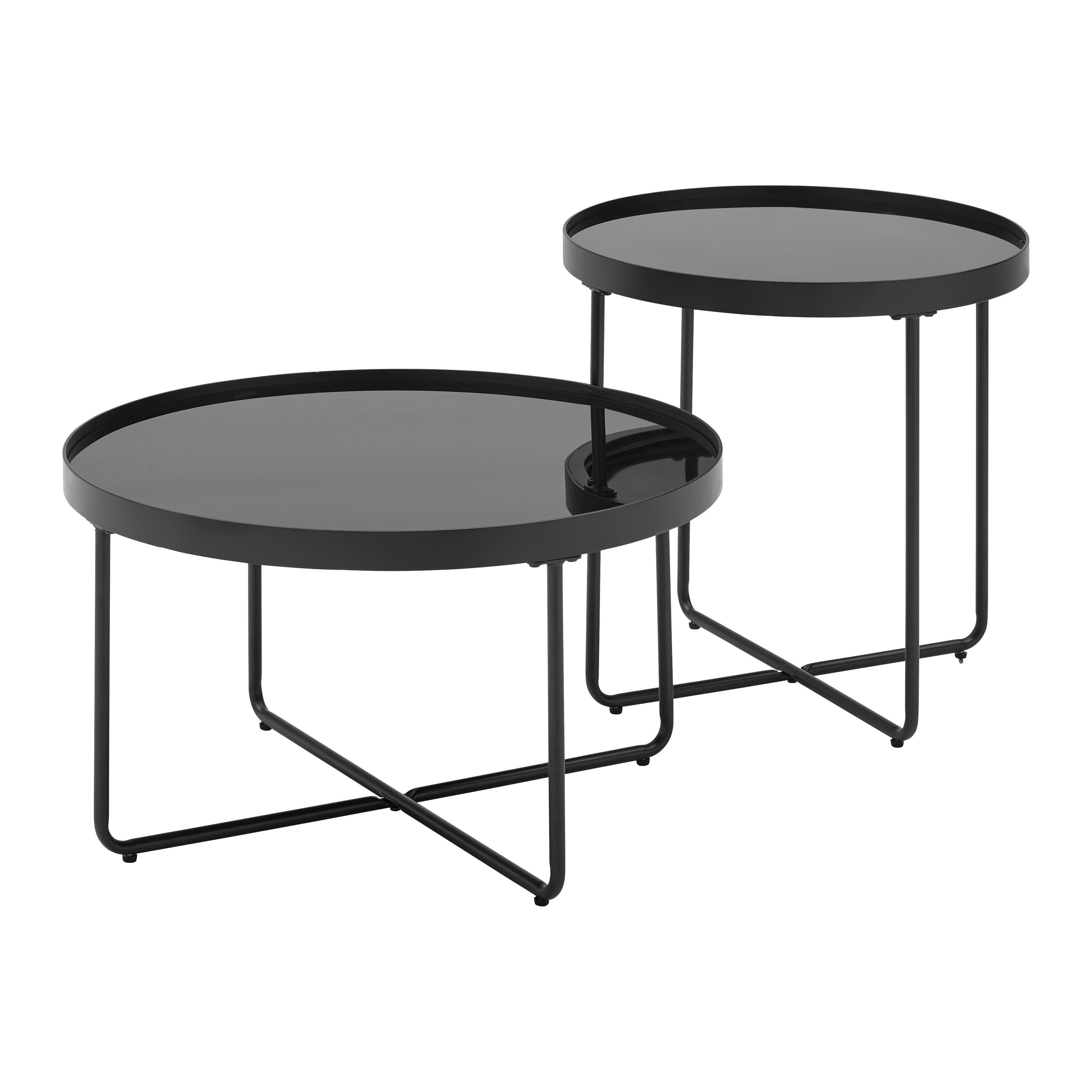 SOFFBORD EMMY - svart, Modern, metall/glas (70/55/40/55cm) - Mömax