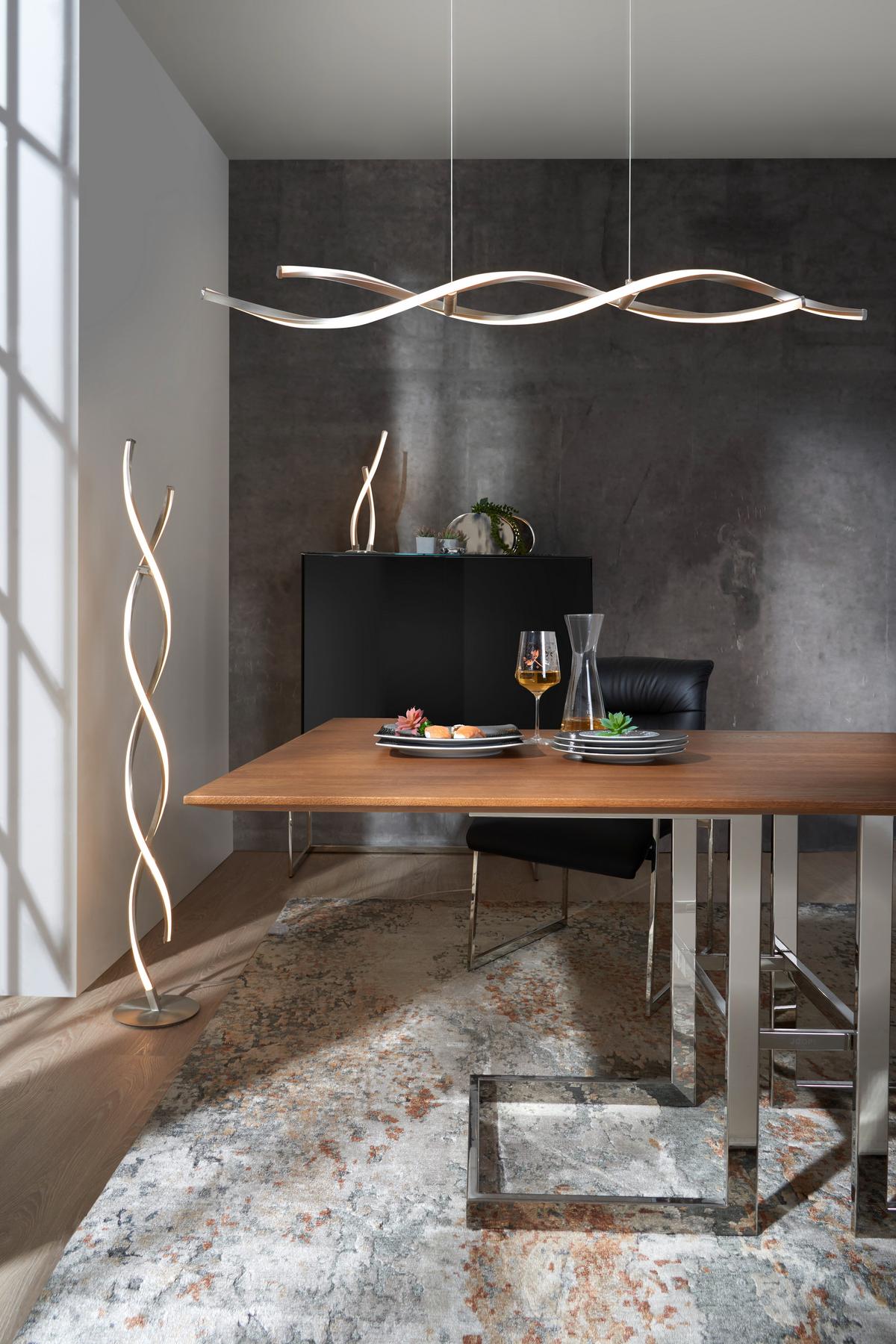 LAMPA WISZĄCA LED 9142-55 POLINA - kolor niklowy, Design, metal (110/8/140cm) - Paul Neuhaus