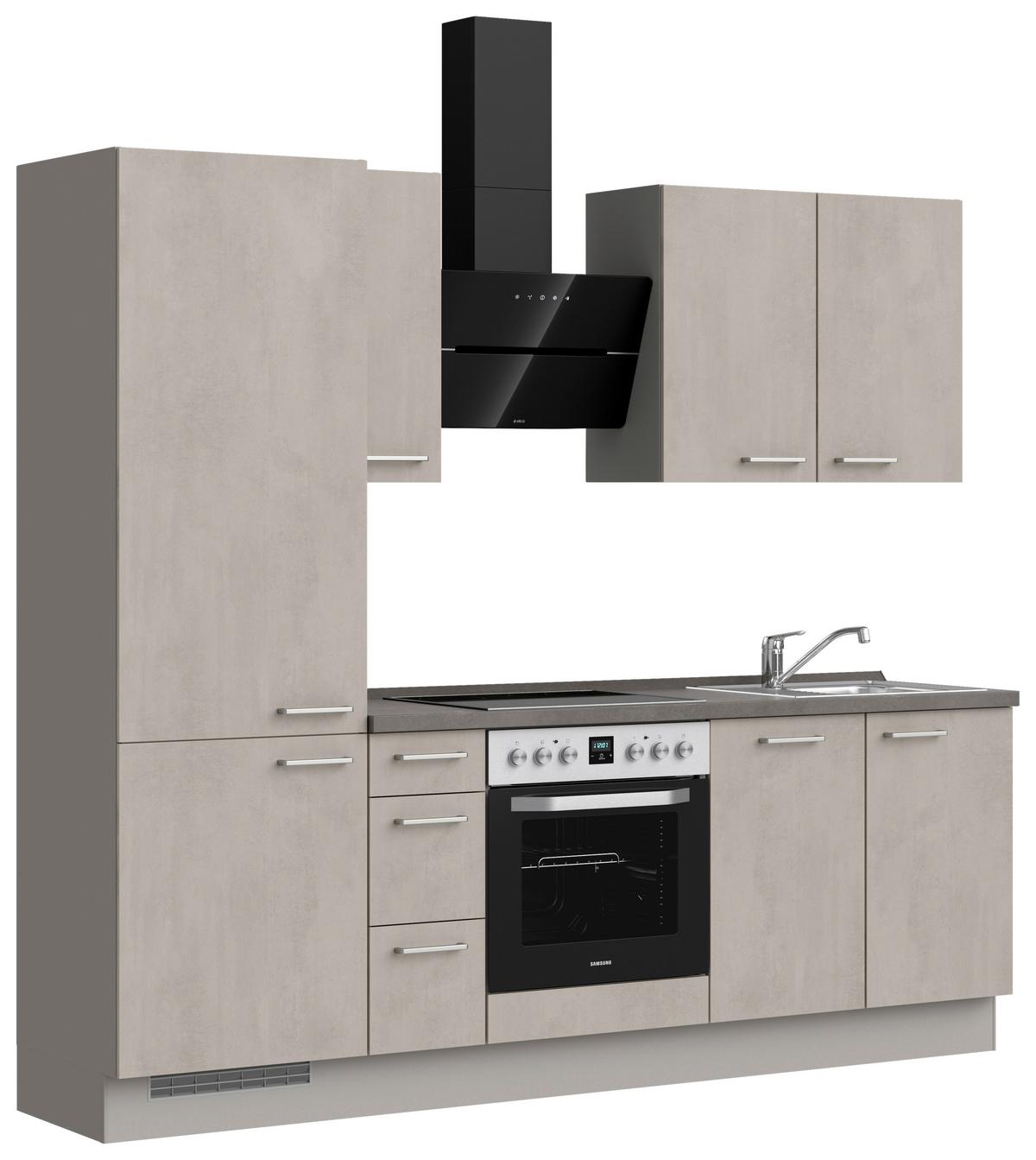 Küchenblock Riva High m. Geräten Grau - Schieferfarben/Edelstahlfarben, MODERN, Holzwerkstoff/Metall (240cm) - Nobilia