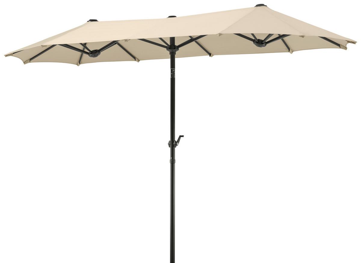 Doppelsonnenschirm Salerno ca.300x220x150cm Naturfarben - Anthrazit/Naturfarben, Basics, Textil/Metall (300/220/150cm) - Schneider