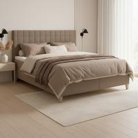 Postelja Boxspring Olivia, Rjava, 180x200 - barve hrasta/rjava, Moderno, tekstil/les (180/200cm) - Bessagi Home