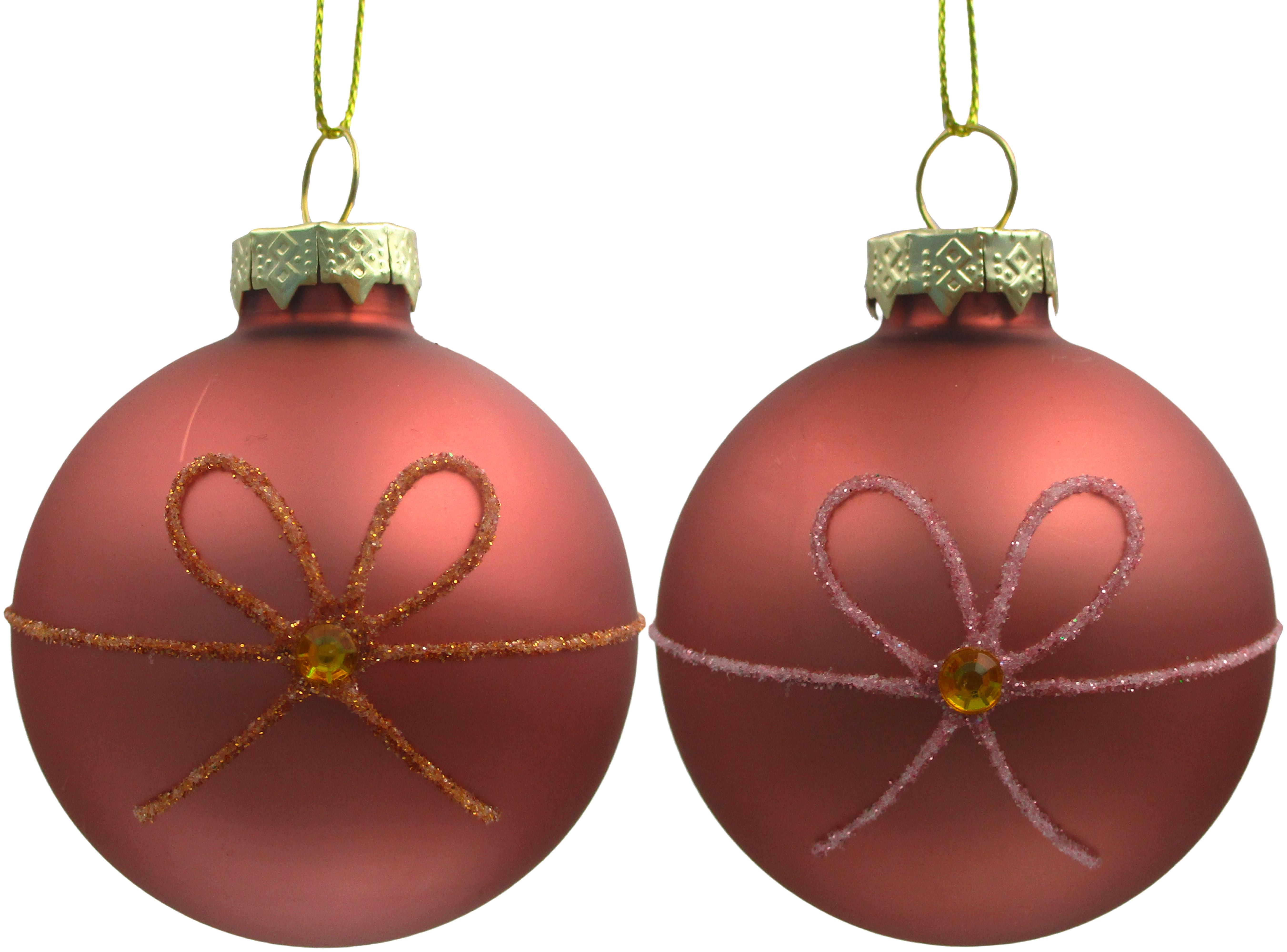 Christbaumanhänger Figures Pink Ø ca. 6cm 2-teilig - Pink/Dunkelgelb, Glas/Textil (6cm) - Mömax