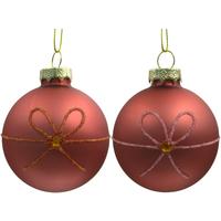 Christbaumanhänger Figures Pink Ø ca. 6cm 2-teilig - Pink/Dunkelgelb, Glas/Textil (6cm) - Mömax