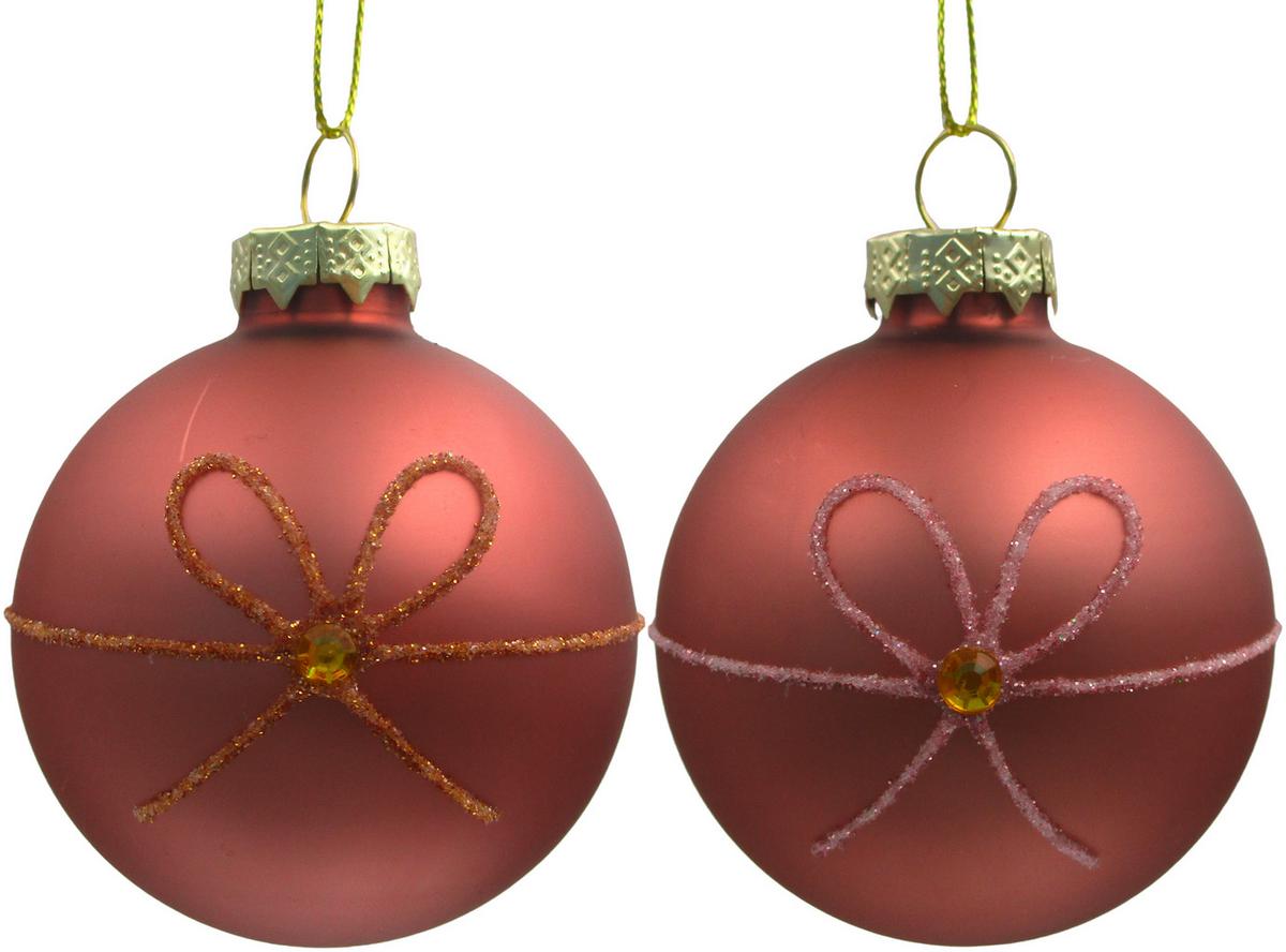 Christbaumanhänger Figures Pink Ø ca. 6cm 2-teilig - Pink/Dunkelgelb, Glas/Textil (6cm) - Mömax