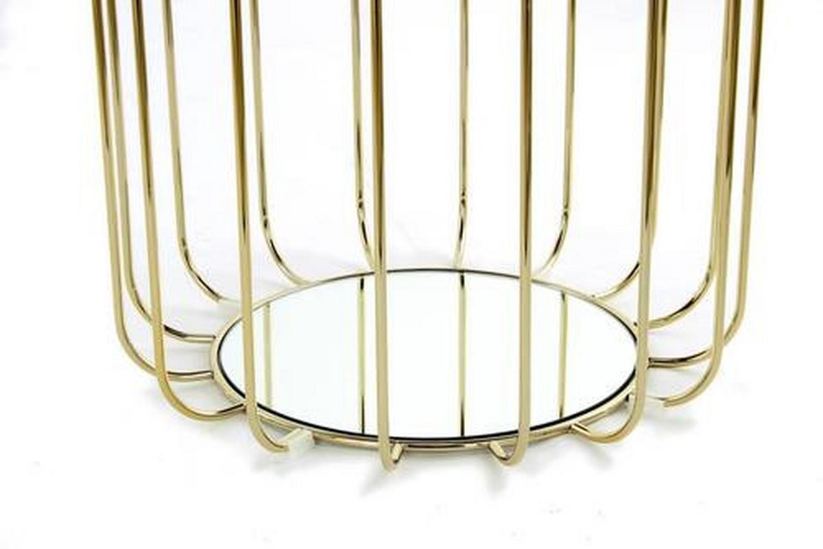 BEISTELLTISCH HKAPI - Rot/Goldfarben, Basics, Glas/Holzwerkstoff (50/50/45cm) - Kayoom