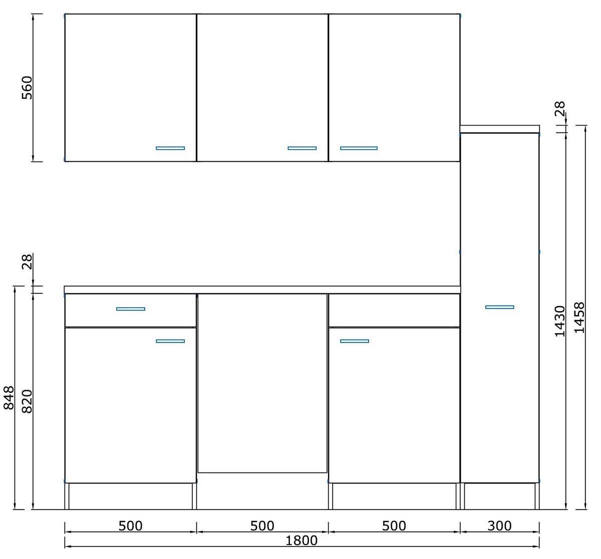 Küchenblock Economy Grau/Weiß mit Geräten B: ca. 180 cm - Hellgrau/Weiß, MODERN, Holzwerkstoff (180cm) - Respekta