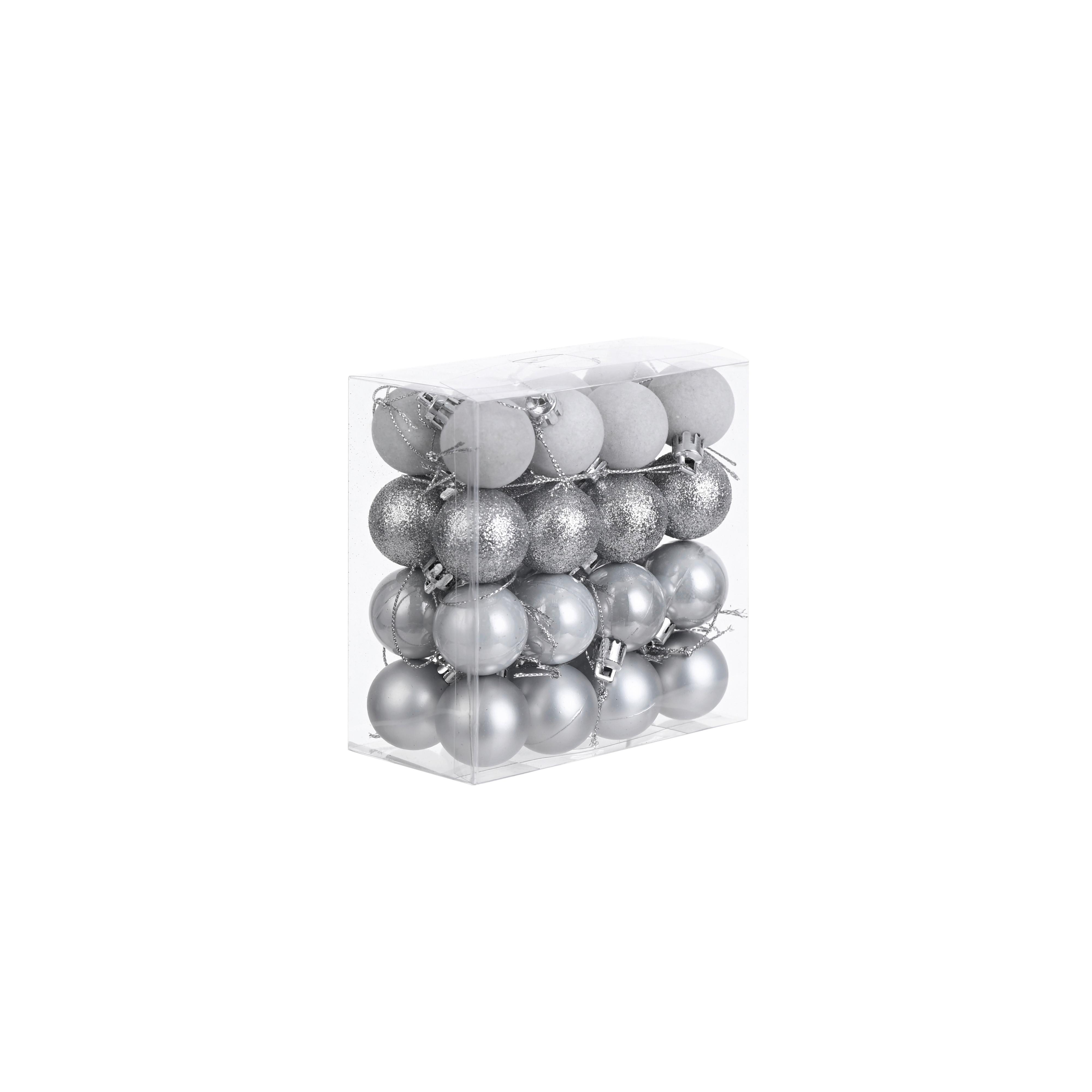 Kroglica Za Božično Jelko Noelina - srebrne barve, Konvencionalno, umetna masa (3cm) - Mömax