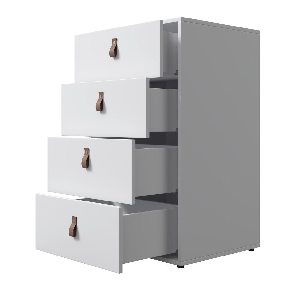 Kommode Mick Weiß MDF - Schwarz/Weiß, MODERN, Holzwerkstoff/Kunststoff (46/77/40cm) - Bessagi Home