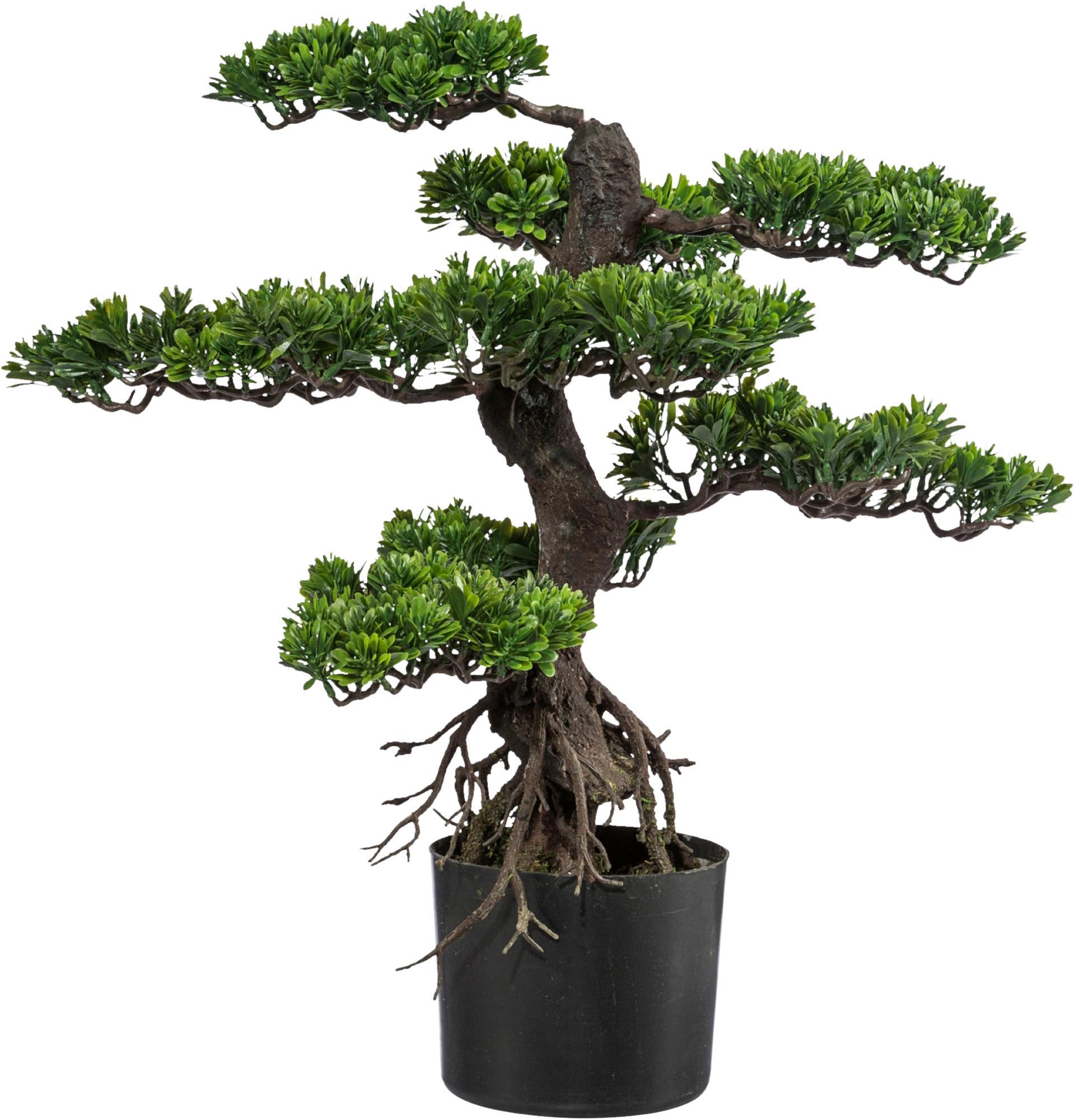 Kunstpflanze Bonsai Grün/Braun - Schwarz/Braun, Design, Kunststoff (75cm)