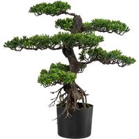 Kunstpflanze Bonsai Grün/Braun - Schwarz/Braun, Design, Kunststoff (75cm)