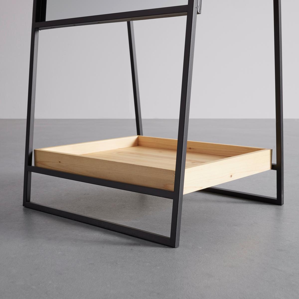 Spiegel Maldi Schwarz/ Natur ca.  45x161x30 cm - Schwarz/Naturfarben, MODERN, Glas/Holz (45/161/30cm) - Bessagi Home