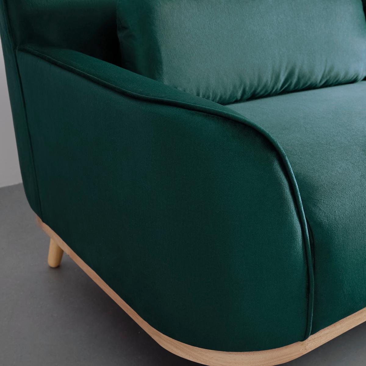 Wohnlandschaft Adriana Grün Samt - Naturfarben/Grün, MODERN, Holz/Textil (268/77/161cm) - Bessagi Home