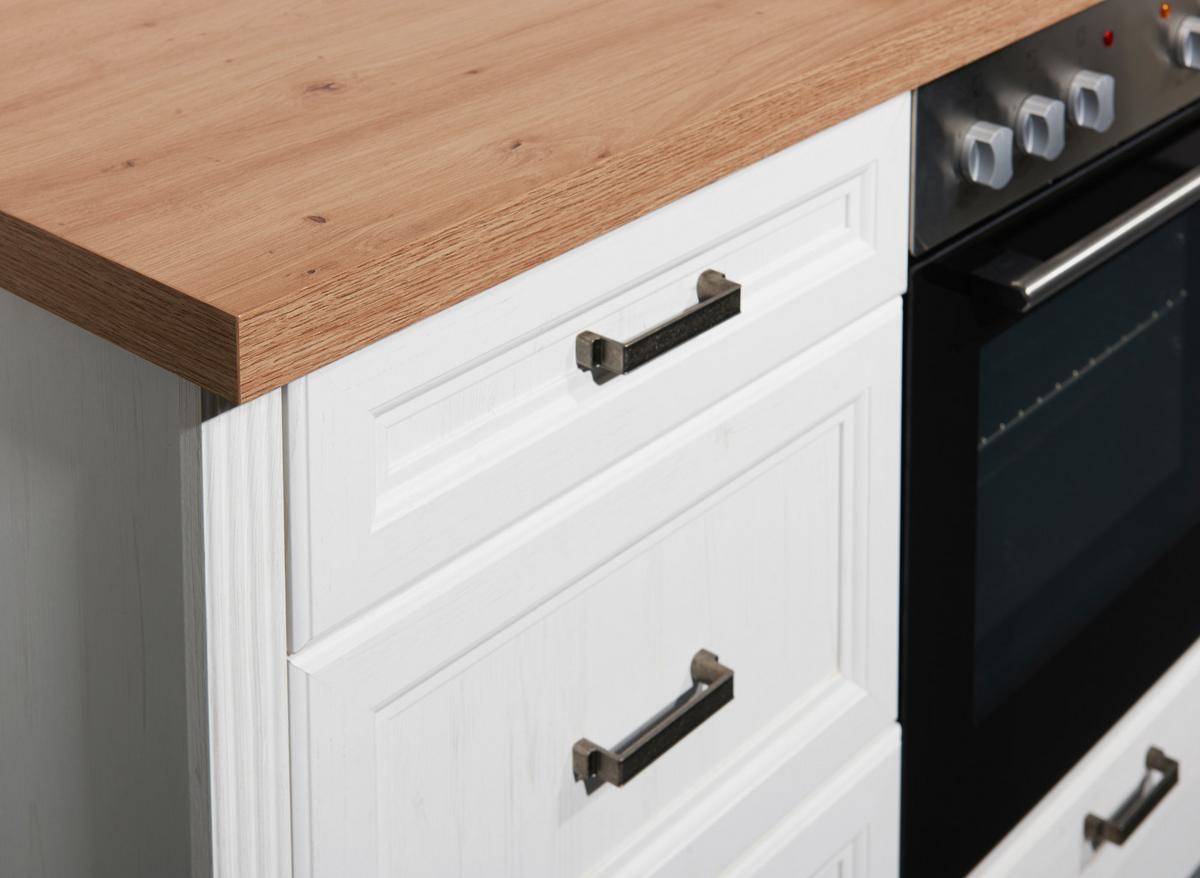 Küchenblock Jasmin mit Geräten ca. 235 cm Pinienfarben/Eiche - Anthrazit/Eiche Artisan, ROMANTIK / LANDHAUS, Holzwerkstoff/Metall (235-104/217/217/60/61cm) - P & B