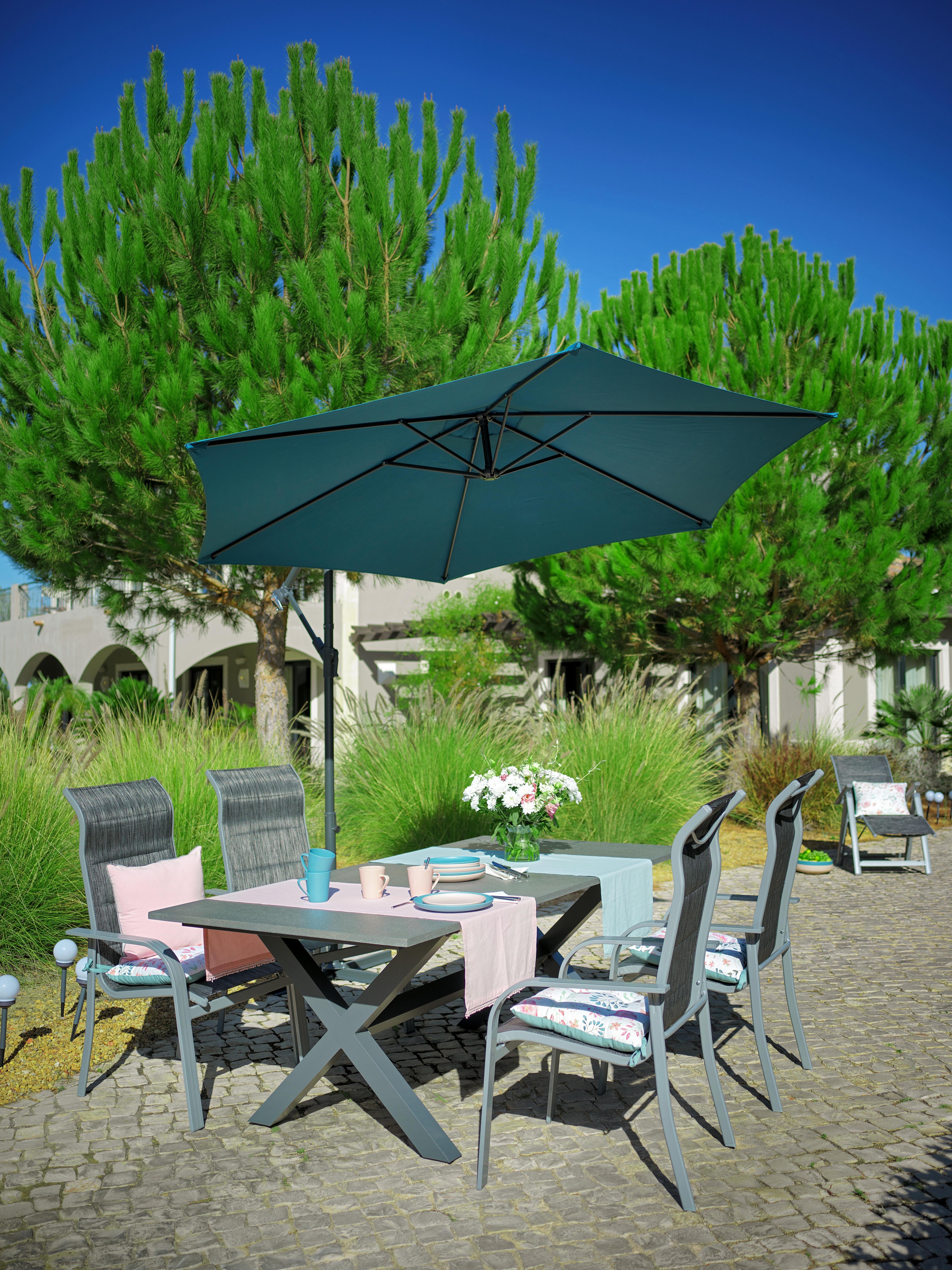 Gartentisch Imola in Steinoptik - Grau, MODERN, Kunststoff/Metall (210/76/100cm) - Mömax modern living