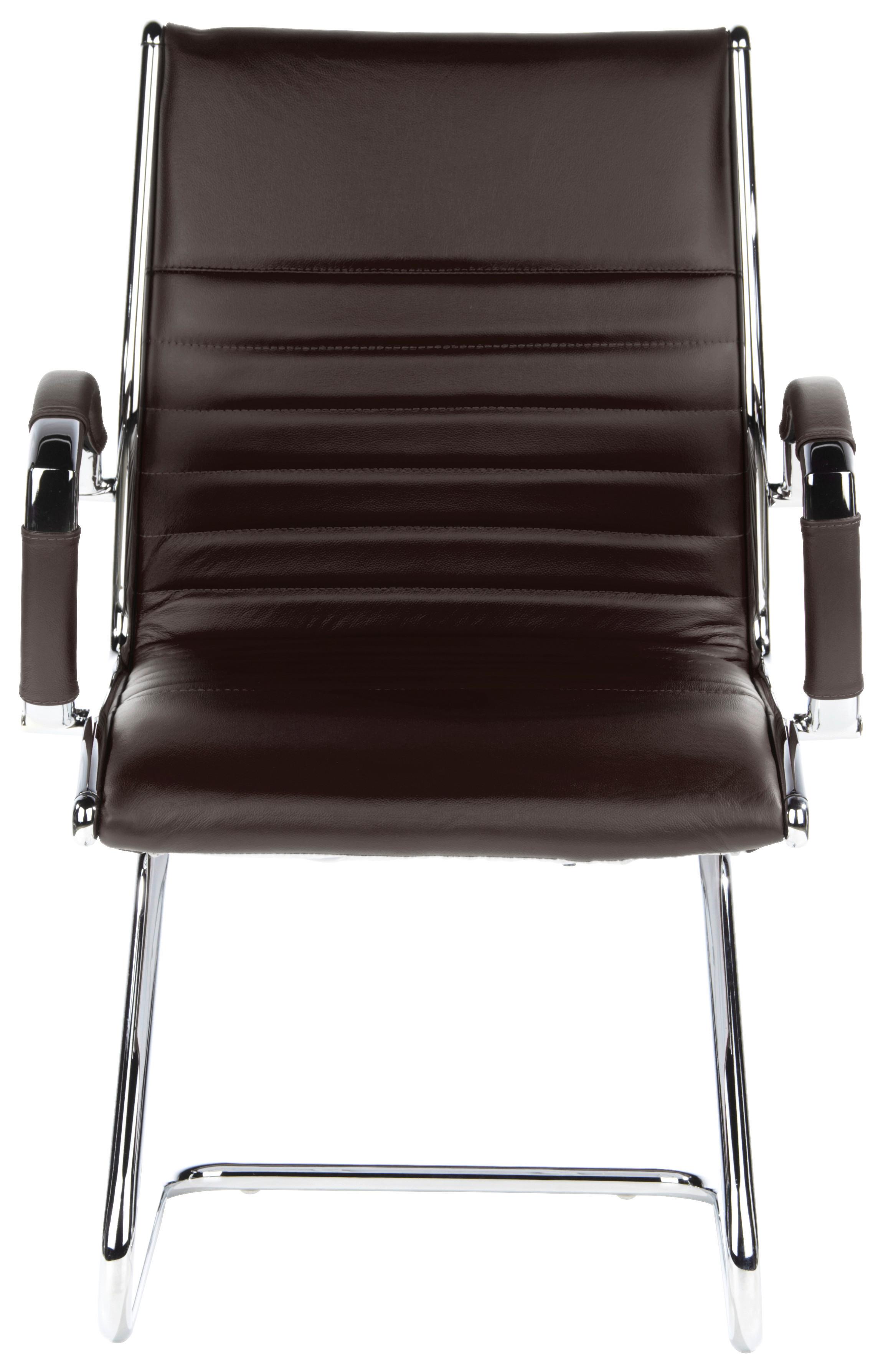 Besucherstuhl Parma V Dunkelbraun/Chromfarben - Chromfarben/Dunkelbraun, MODERN, Leder/Textil (62/94/46cm) - MID.YOU