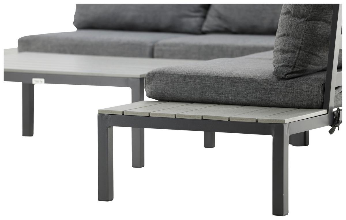 Loungegarnitur Odense ca. 133x167 cm Schwarz - Schwarz, KONVENTIONELL, Metall (133/167cm) - Gardenson