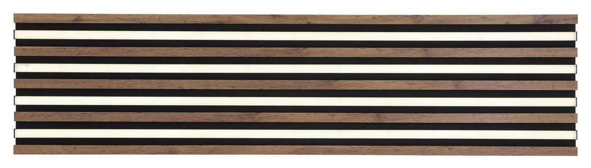 Led-deckenleuchte 67347d5cct Hayden - Weiss/Dunkelbraun, Natur, Holzwerkstoff/Kunststoff (120/30/6cm) - Globo
