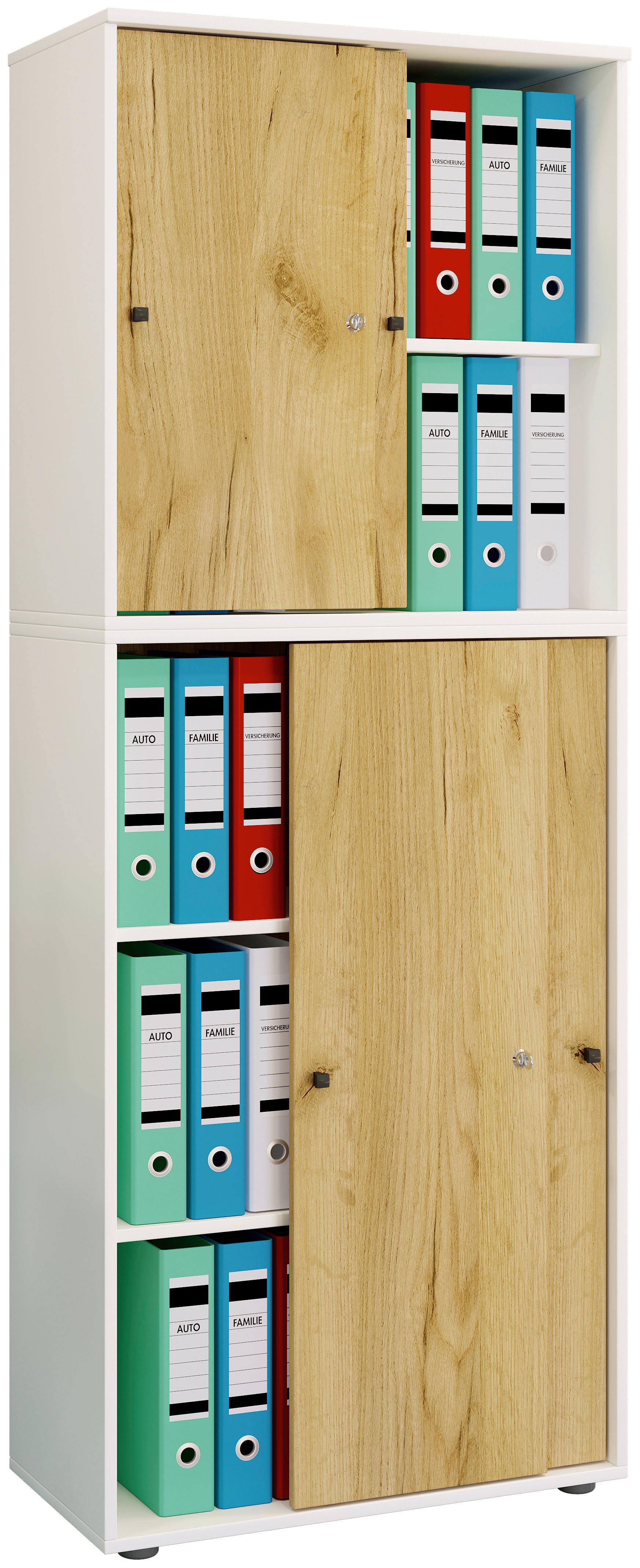 AKTENSCHRANK LONA XXL - Honigeiche/Weiss, Design, Holzwerkstoff (70/183/37cm) - MID.YOU